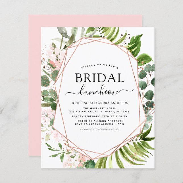 Bröllslunchen med grönska eukalyptus på budget (Fram/baksida)