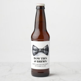 Bröllstidsbrudgum med bow tie  ölflaska etikett