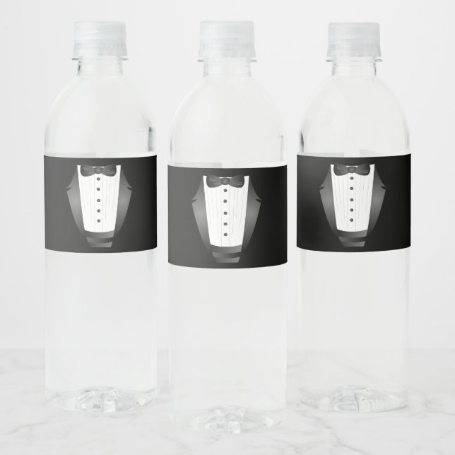 Bröllsvittens team Brudgumme svart smoking Svärmni Vattenflaskor Etikett (Flaskor)