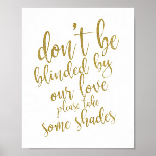 Bröllungbrillor gåvor Guld 8x10 Bröllopsskylt Poster