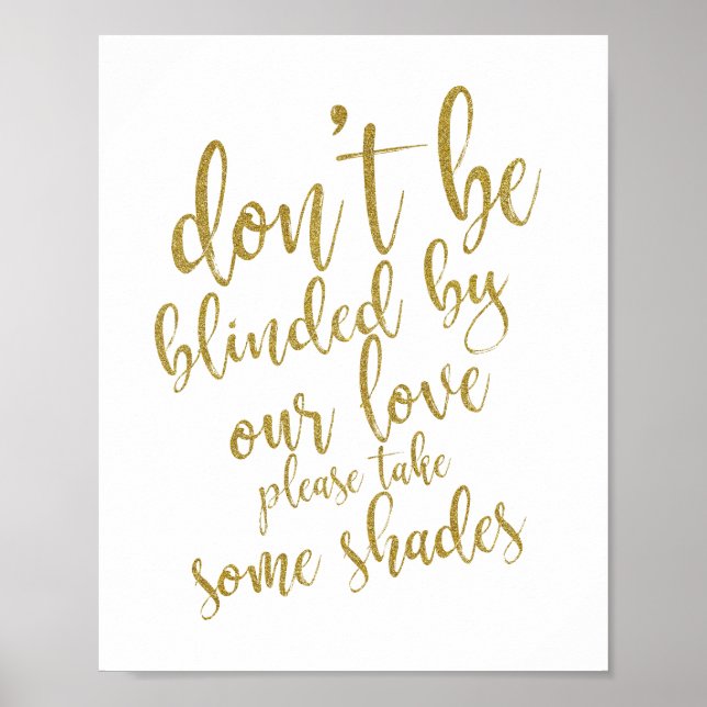 Bröllungbrillor gåvor Guld 8x10 Bröllopsskylt Poster (Framsidan)