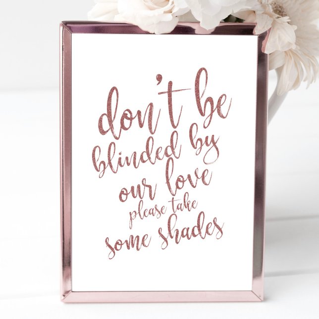 Bröllunglassögonpresenter Rose Gold 8x10 skylt (Skapare uppladdad)