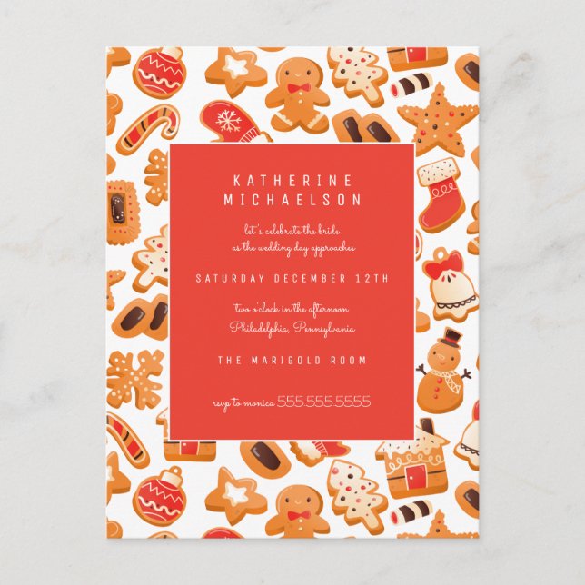 BRÖLLUPSFEST | Gingerbread Cookies-inbjudan Vykort (Framsida)