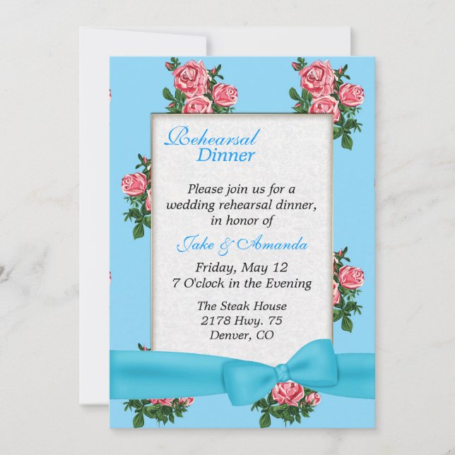 Bröllupsinbjudan till Chic Roses Rehearsal Dinner Inbjudningar (Framsida)