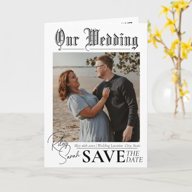 BRÖLLUPSUTGÅVA Tidning | vikt kort (Gul blomma)