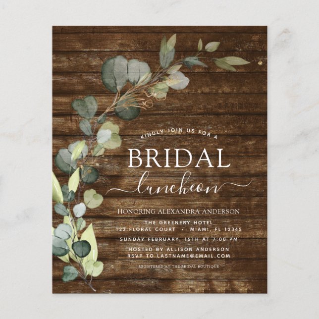 Bröllxsluncht med budget grönska eukalyptus (Framsida)