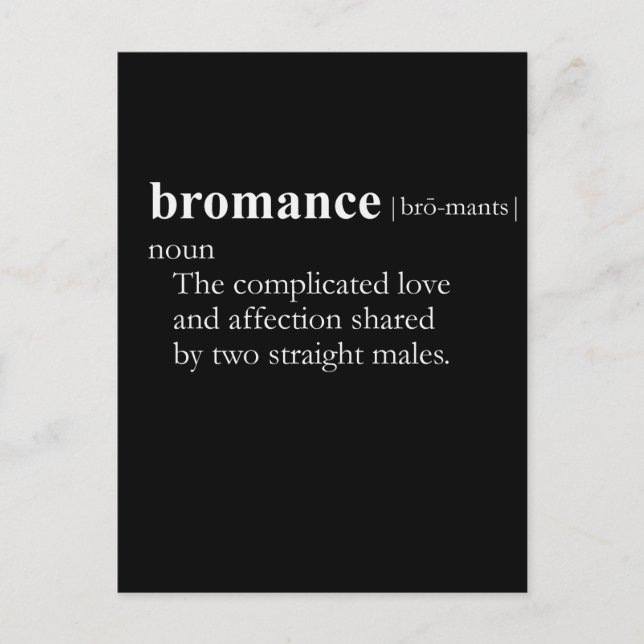 BROMANCE (definition) Vykort (Framsida)