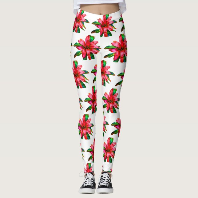 Bromeliad Leggings in Red and White (Framsida)