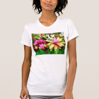 Bromeliad oljemålning, tropisk samling tee shirt