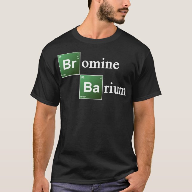 Bromine och Barium Periodic Bord Chemistry Elemen T Shirt (Framsida)