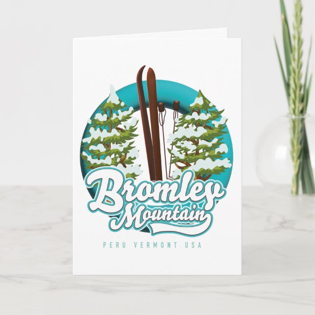 Bromley Mountain Peru Vermont US skid logotyp Helgkort (Framsida)