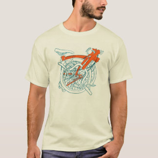 Brompton cykelT-tröja, blått och orange. Tee Shirt