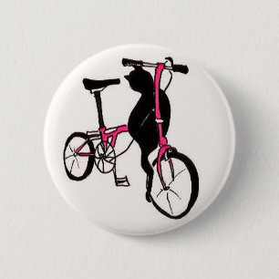Brompton svart katt i rosor knapp