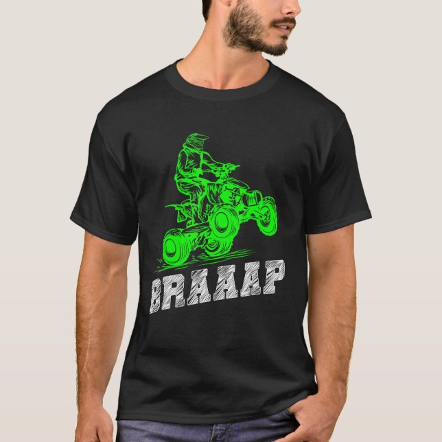 Bromsa med fyra Biker Atv 4 Hjulbroms med fyra Man T Shirt (Framsida)