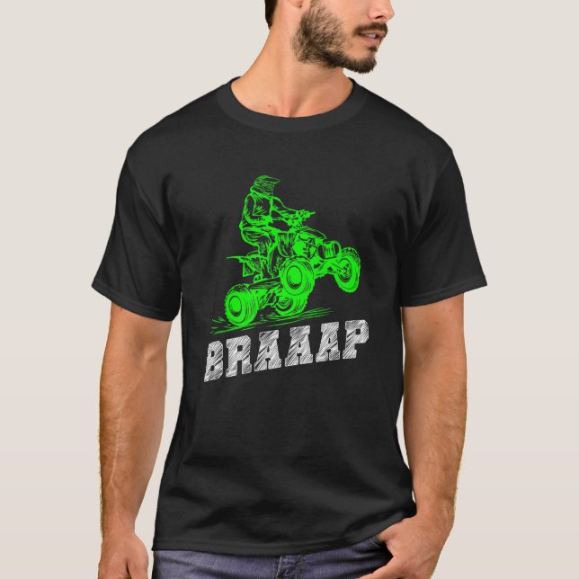 Bromsa med fyra Biker Atv 4 Hjulbroms med fyra Man T Shirt (Framsida)