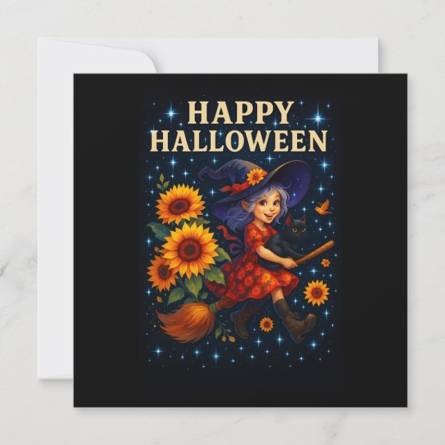 Bromskortet happy halloween Cute Witch Kort (Framsida)