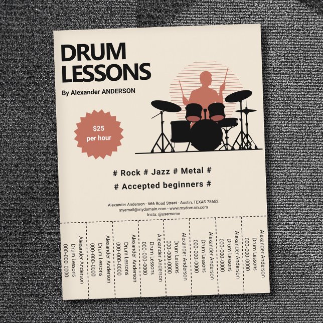 Bromslesser Tear Off Strips Flyer (Drum Lessons Tear Off Strips Flyer)