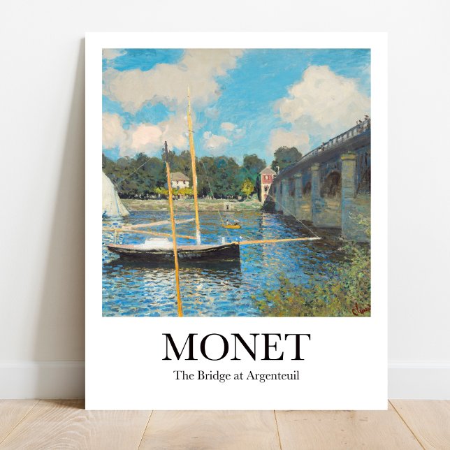 Bron i Argentina av Claude Monet Poster (Monet "The Bridge at Argenteuil" Impressionist Landscape Poster. Vibrant colors, sunlight on water)