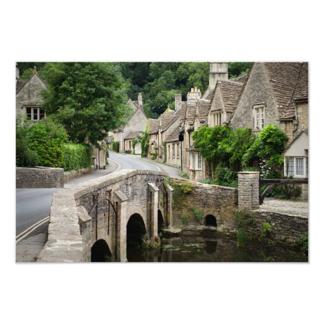 Bron i Castle Combe, brittisk utskrift Fototryck (Framsidan)