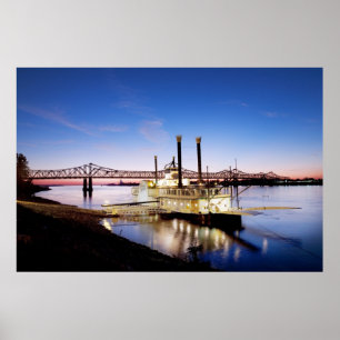 Bron i Natchez-Vidalia och kasino i Riverboat Poster