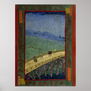 Bron i Rain efter Hiroshige av Vincent Van Gogh Poster