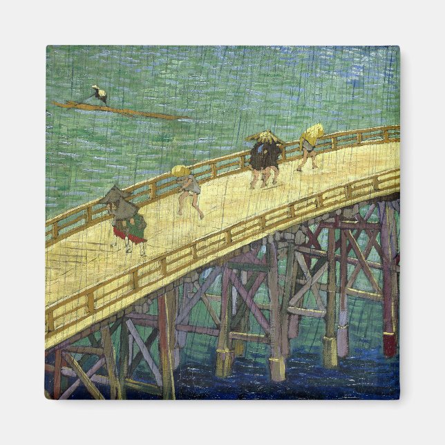 Bron i Rain (efter Hiroshige) Van Gogh Magnet (Framsidan)