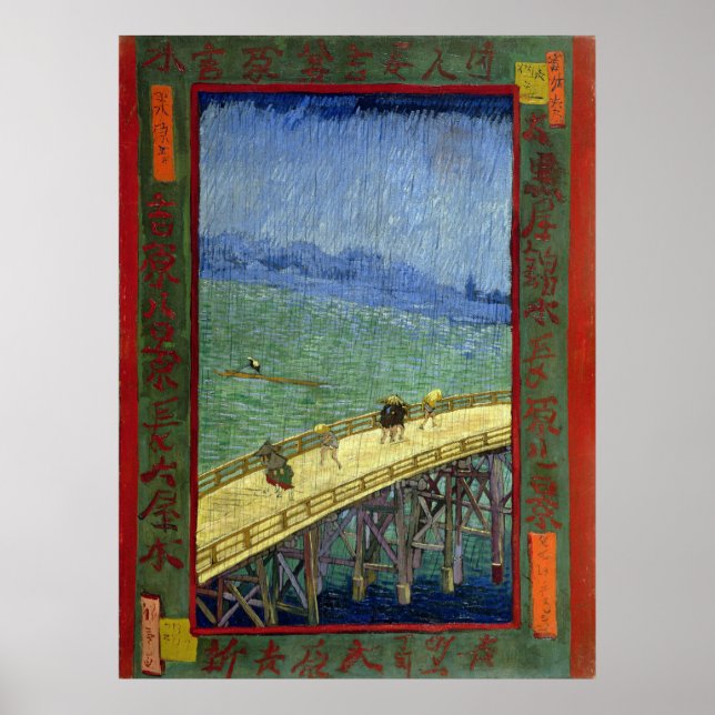 Bron i Rain (efter Hiroshige) Van Gogh Poster (Framsidan)