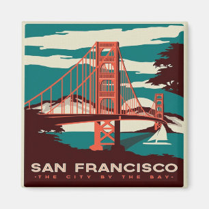 Bron i San Francisco Vintage Stil Golden Grind Magnet