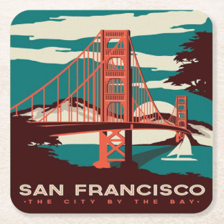 Bron i San Francisco Vintage Stil Golden Grind   Underlägg Papper Kvadrat