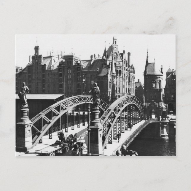 Bron i Speicherstadt Hamburg, 1910 Vykort (Framsida)