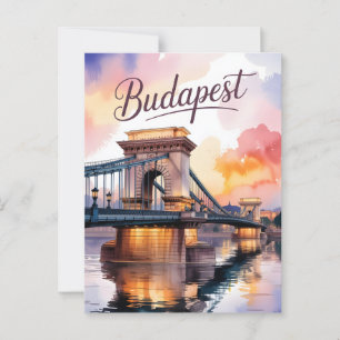 Bron i vattenfärgskedjan Budapest Vykort
