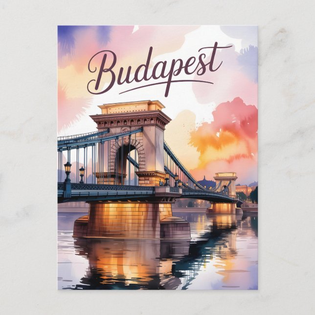 Bron i vattenfärgskedjan Budapest Vykort (Framsida)