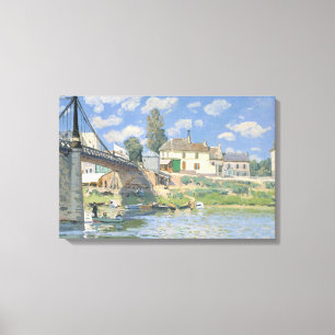 Bron i Villeneu av Sisley Impressionist Paint Canvastryck