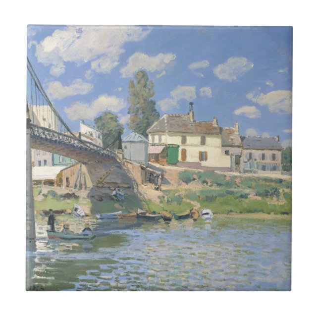 Bron i Villeneu av Sisley Impressionist Paint Kakelplatta (Framsidan)