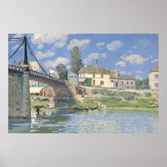 Bron i Villeneu av Sisley Impressionist Paint Poster (Framsidan)