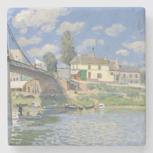 Bron i Villeneu av Sisley Impressionist Paint Stenunderlägg (Framsidan)