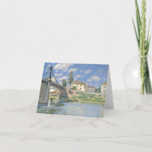 Bron i Villeneu av Sisley Impressionist Paint Tack Kort