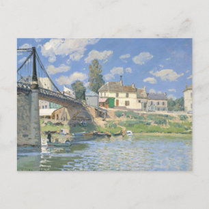 Bron i Villeneu av Sisley Impressionist Paint Vykort