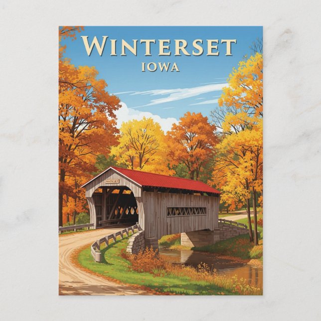 Bron i Winterset Iowa Travel Vykort (Framsida)
