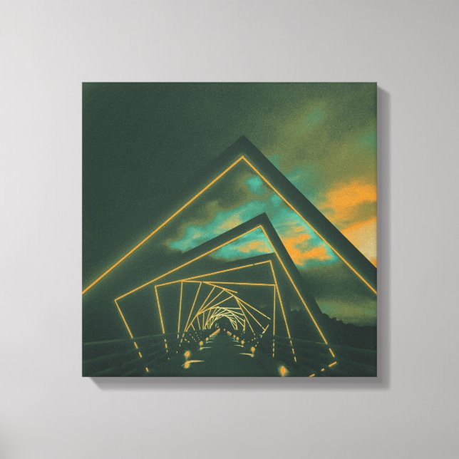 bron med hög tresidig spårbana canvastryck (Framsida)