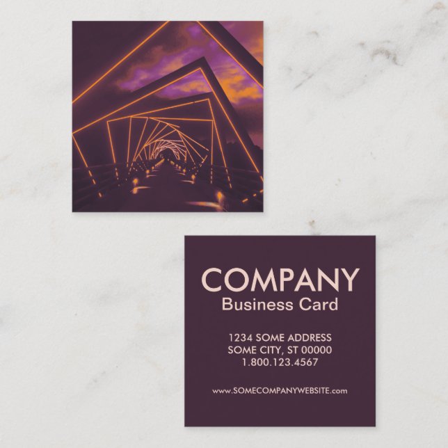 bron med hög tresidig spårbana fyrkantigt visitkort (Fram/baksida)