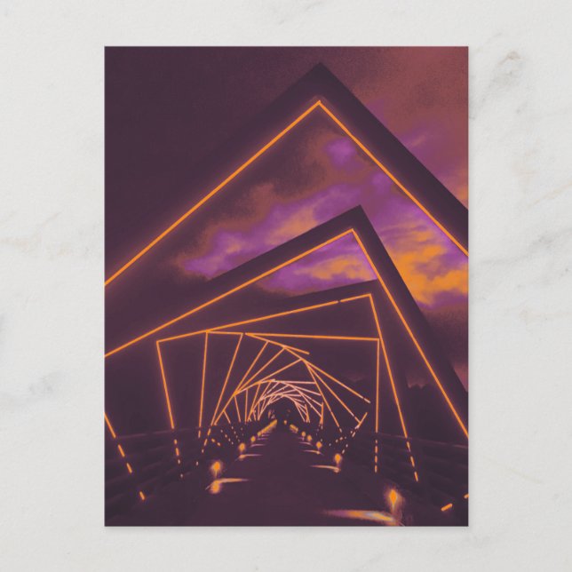 bron med hög tresidig spårbana vykort (Framsida)