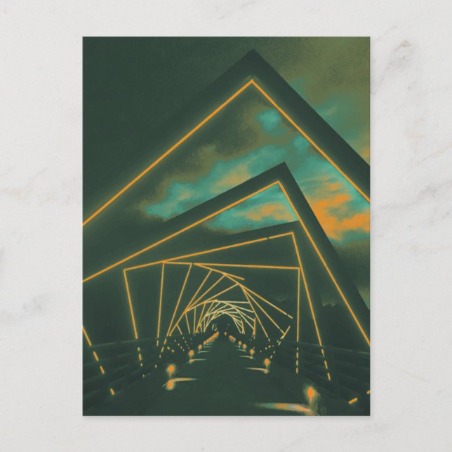 bron med hög tresidig spårbana vykort (Framsida)