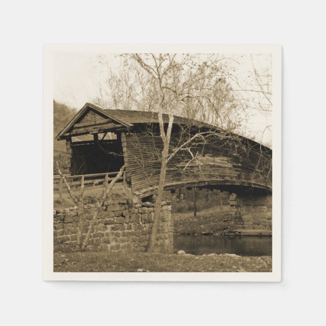 Bron med vintage pappersservett (Framsidan)