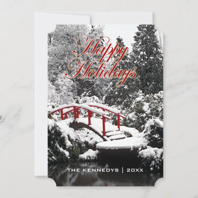 Bron och dammen glad helg-Måne Julkort (Framsida)