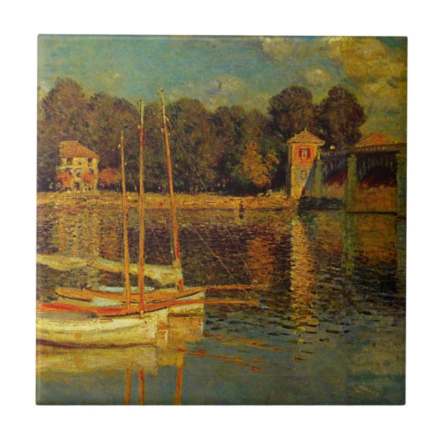 Bron över Argenteuil av Claude Monet Kakelplatta (Framsidan)