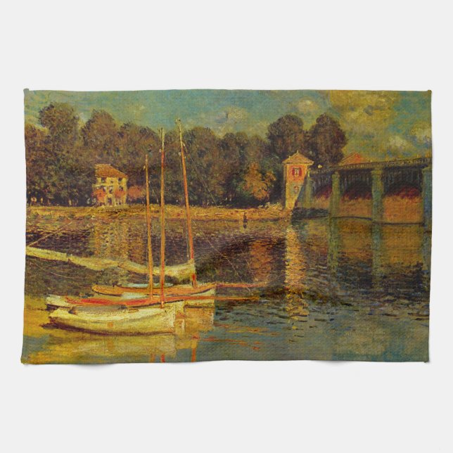 Bron över Argenteuil av Claude Monet Kökshandduk (Horisontell)