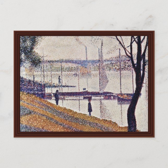 Bron över Courbevoie av Seurat Georges Vykort (Framsida)