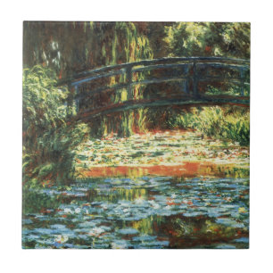 Bron över dammen med näckrosor av Claude Monet Kakelplatta