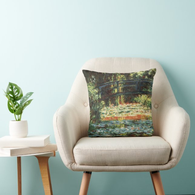 Bron över dammen med näckrosor av Claude Monet Kudde (Stol)